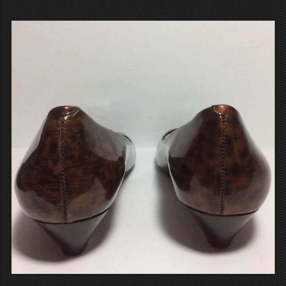 NWOB Cole Haan 8B Tortoise Patent Peep Toe Wedge